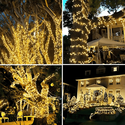 Luces navideñas con panel solar.