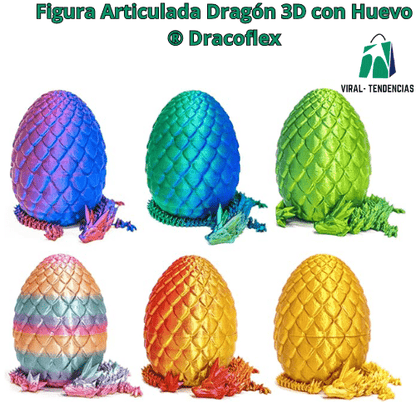 Figura Articulada Dragón 3D con Huevo ® Dracoflex